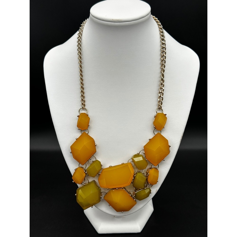 Unbranded Statement Bib Necklace Yellow Green Geometric Resin Gold Tone O/S